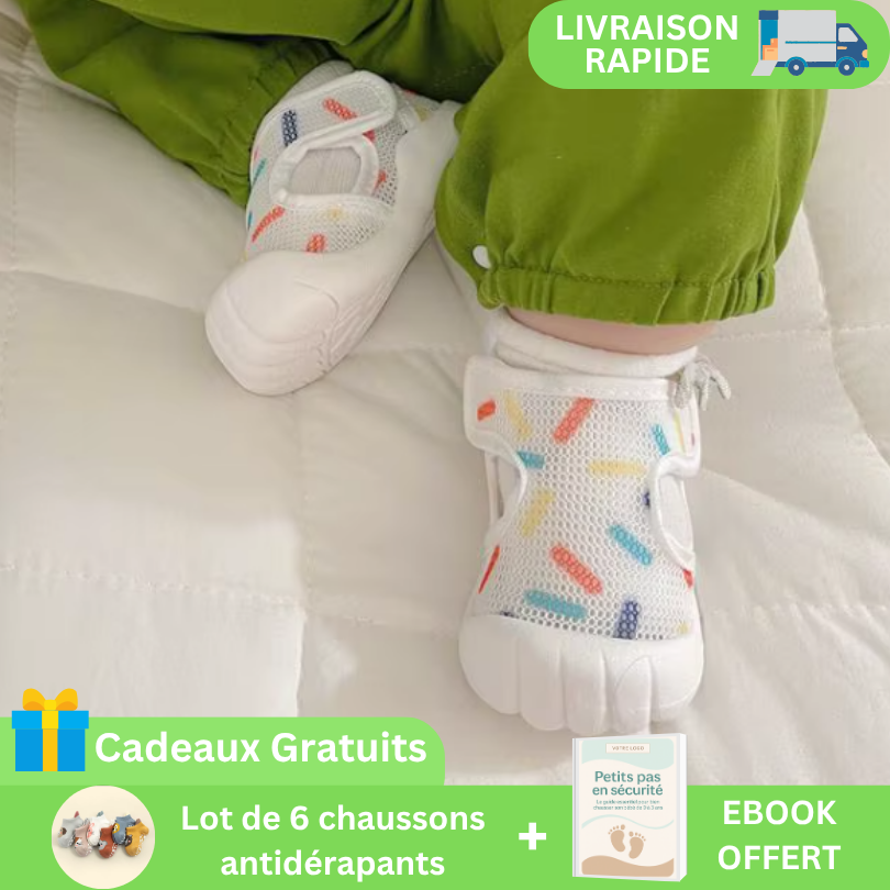 SAFETIPIEDS™ - Chaussures Antidérapantes Bébé + 6 Paires OFFERTES + E-book Cadeau
